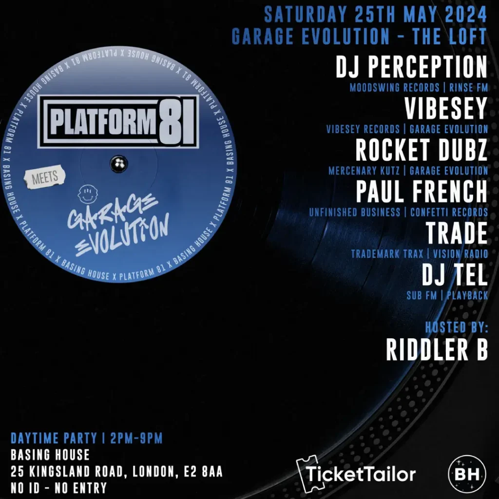 Platform 81 Garage Evolution party with DJ Perception, Vibesey, Rocket Dubz, Paul French and more